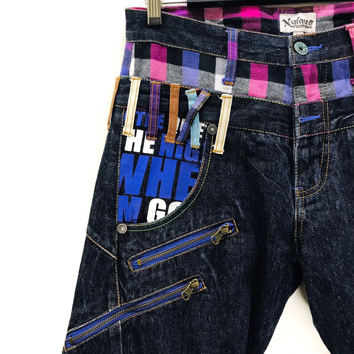 Japanese Brand NYLAUS Denim Double Waist Multicolor Jeans Size US 32 / EU 48 - 7 Thumbnail