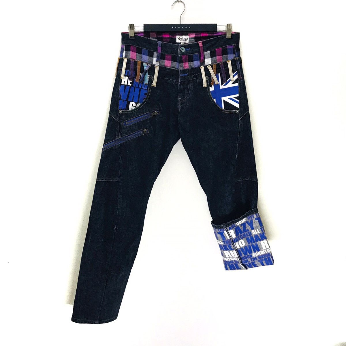 Japanese Brand NYLAUS Denim Double Waist Multicolor Jeans Size US 32 / EU 48 - 6 Thumbnail