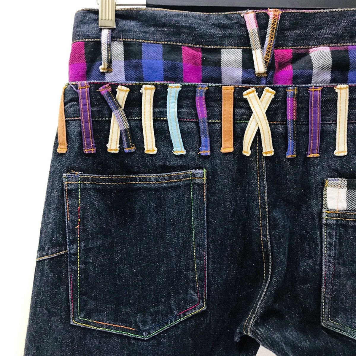 Japanese Brand NYLAUS Denim Double Waist Multicolor Jeans Size US 32 / EU 48 - 13 Thumbnail