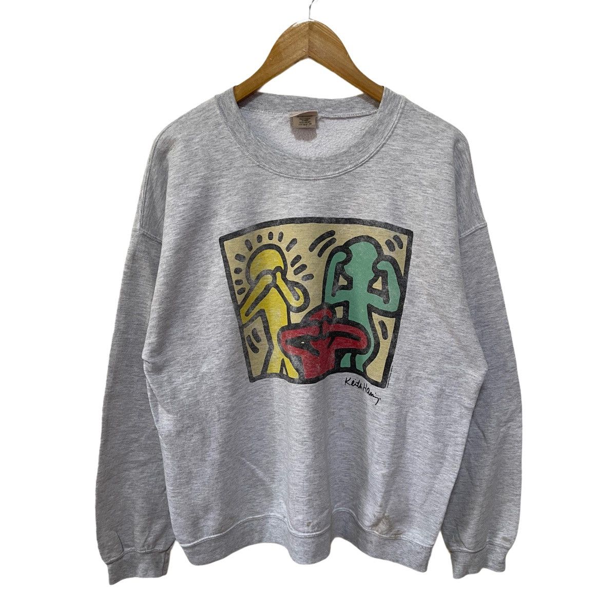 Vintage Keith Haring 00's Junk Food Gray Sweater Crewneck size L | Grailed