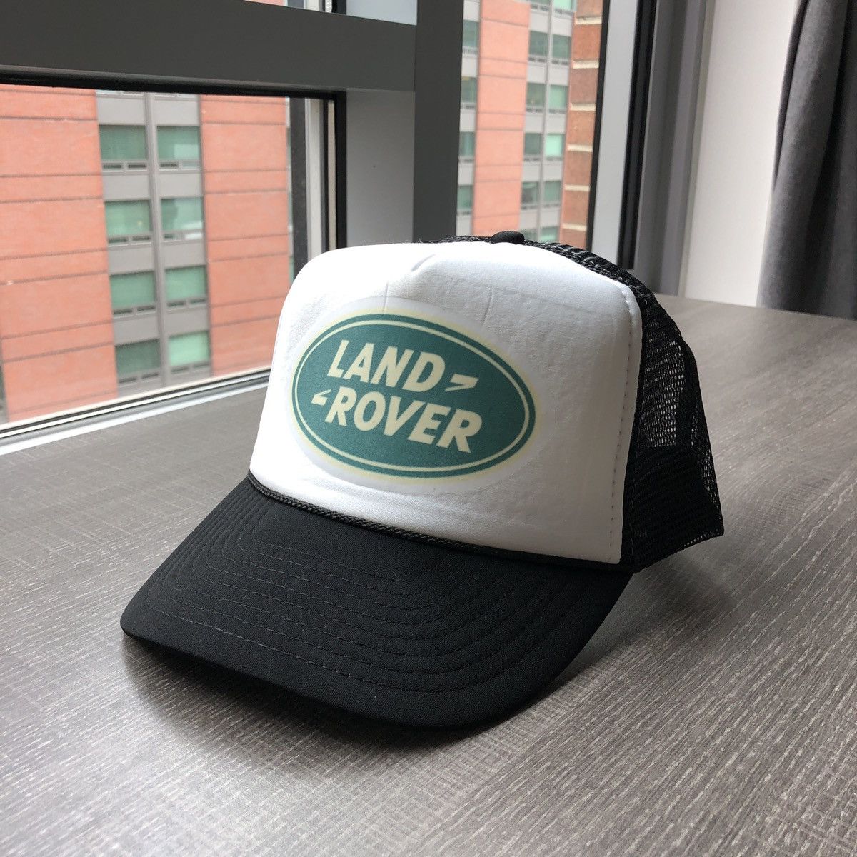 Vintage Vintage Land Rover Inspired Trucker Hat in White and Black