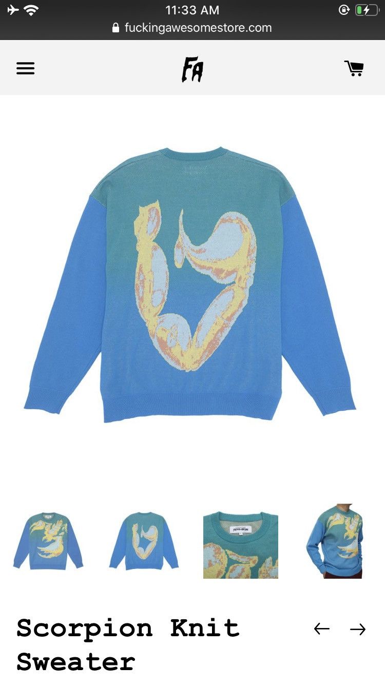 Fucking Awesome 2020 Scorpion Knit Sweater (teal) Size US M / EU 48-50 / 2 - 3 Thumbnail