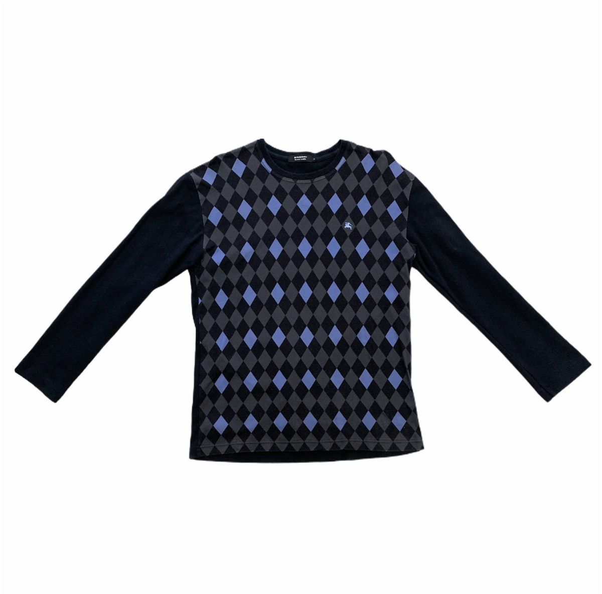 Vintage Burberry Navy Nova Check Long Sleeve T-shirt