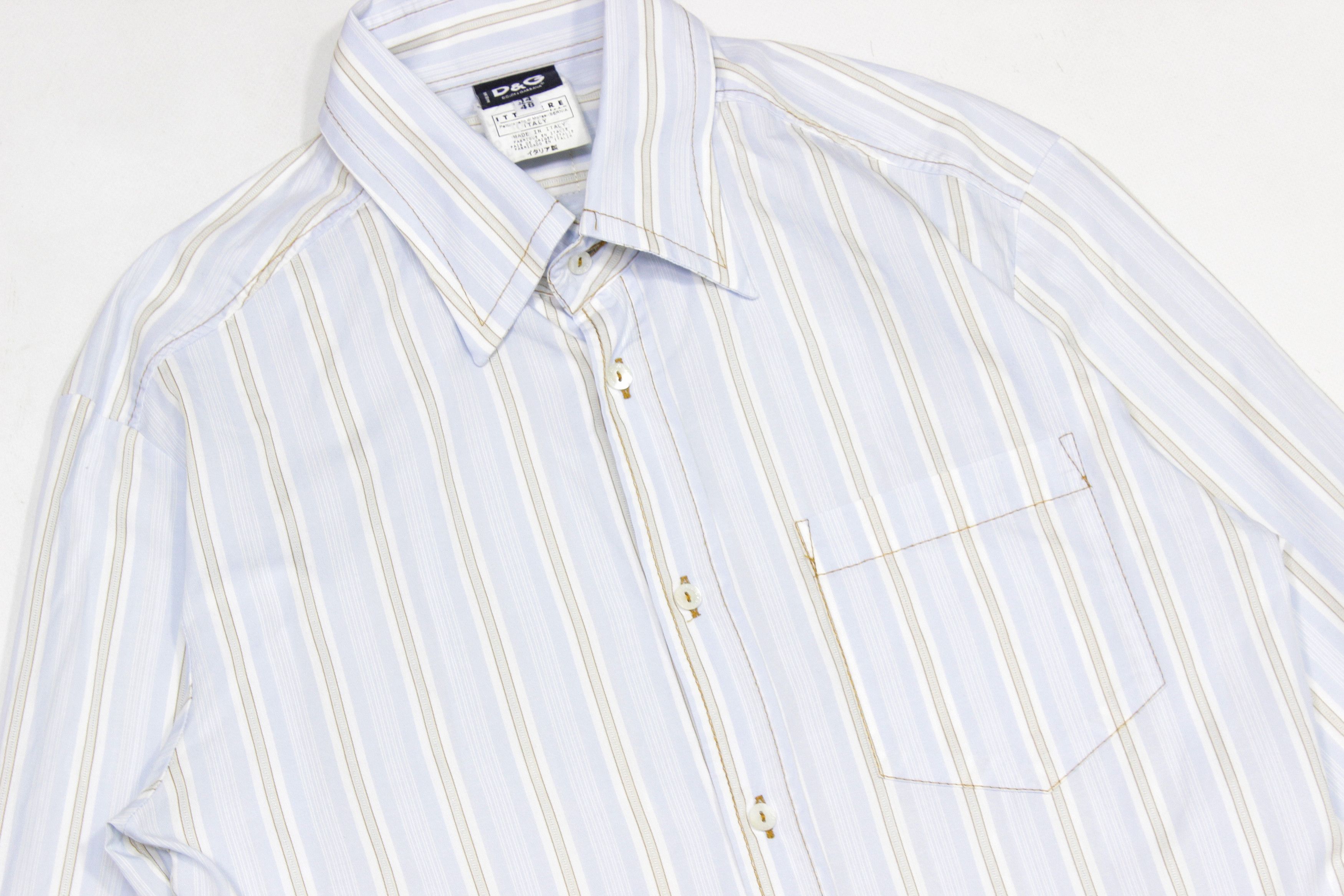 Dolce & Gabbana 90S Logo Striped Shirt Vintage Size US M / EU 48-50 / 2 - 3 Thumbnail