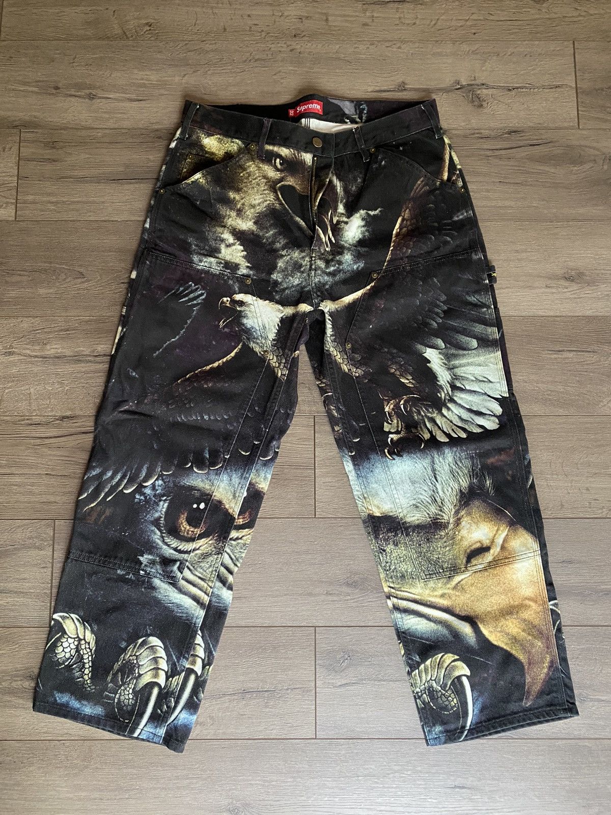 Supreme Supreme Eagle Double Knee Denim Painter Pant Black | Grailed