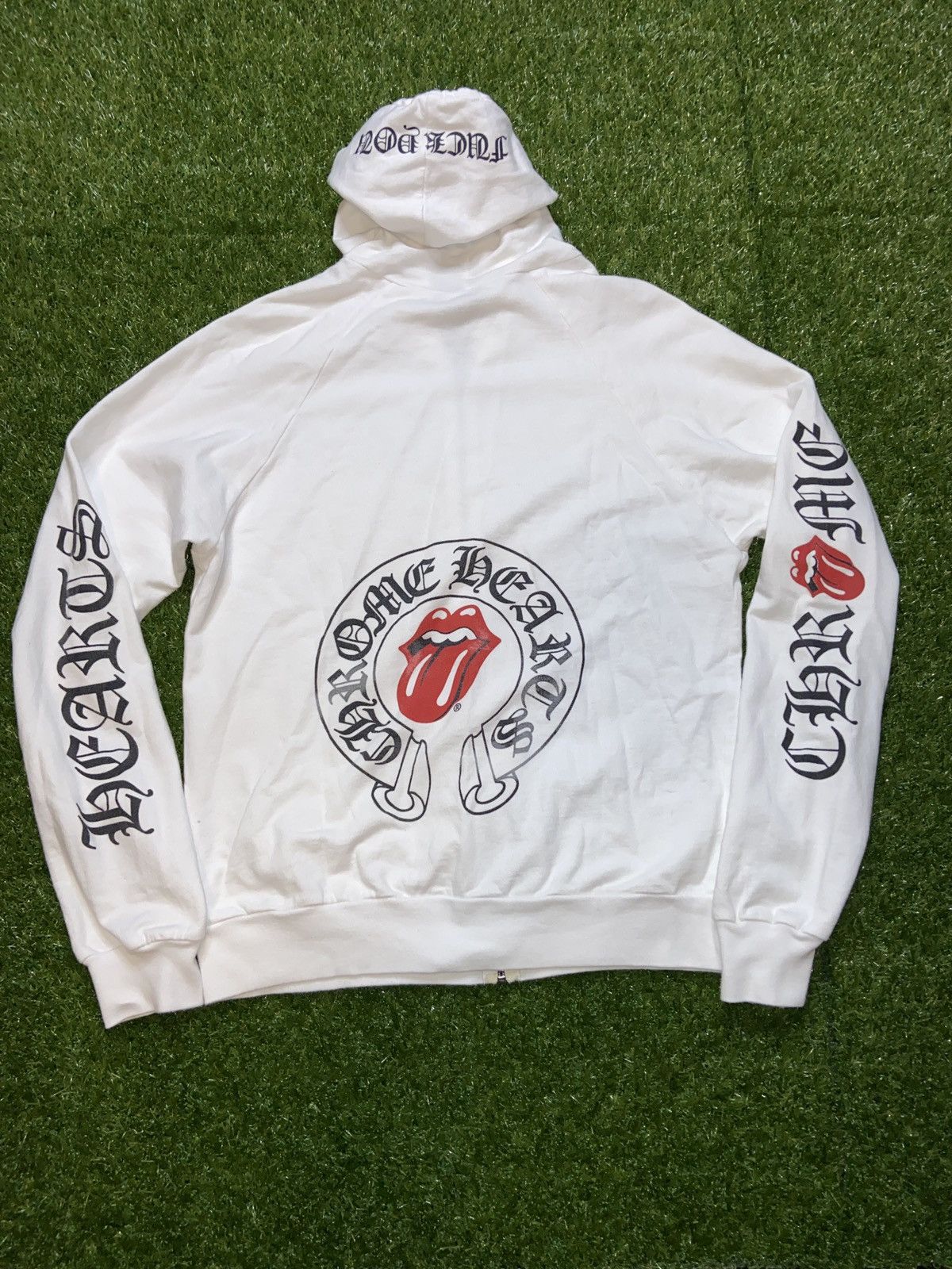 RARE Chrome Hearts Rolling Stones Logo Zip Up Hoodie White