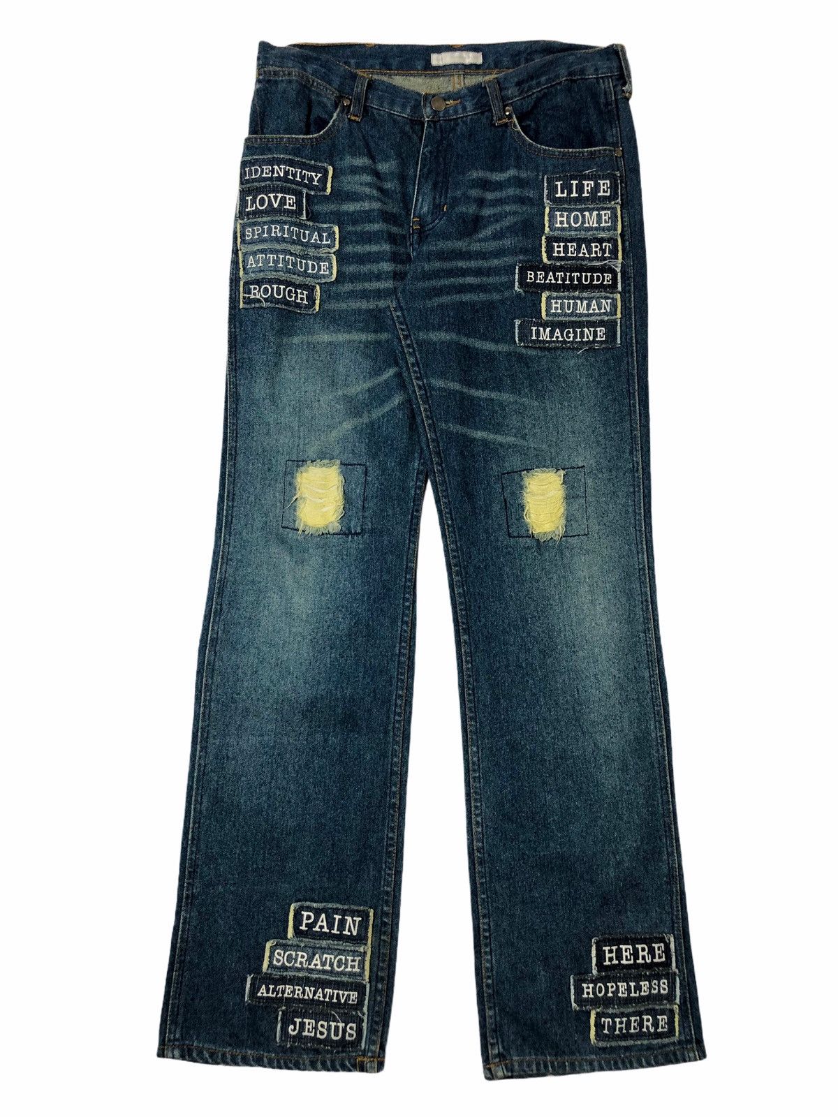 Number (N)ine Number Nine SS/02 “The Modern Age” Poem Patch Denim