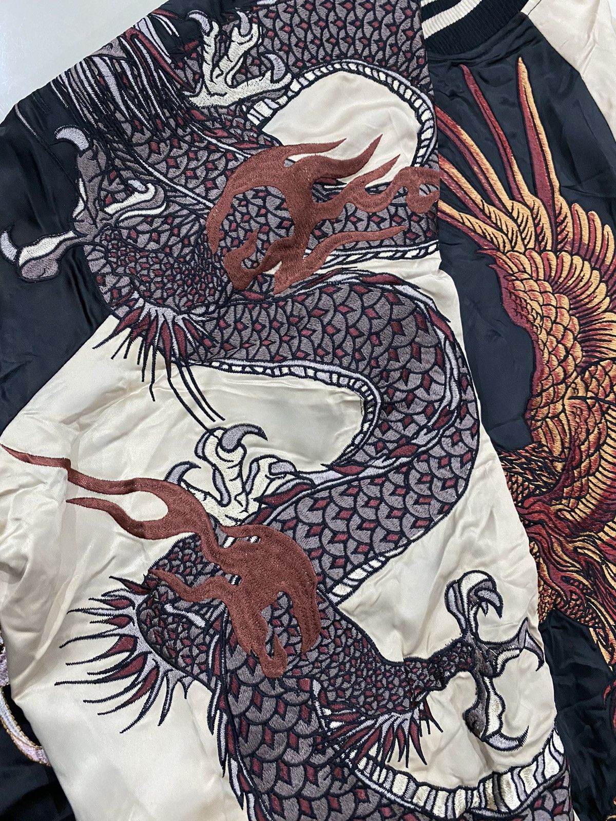 Japanese Brand Super rare KARAKURI TAMASHII Sukajan Jacket dragon motive Size US XXL / EU 58 / 5 - 3 Thumbnail