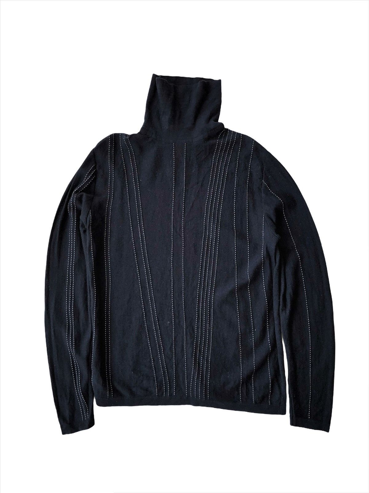 Versace GRAIL🔥🇮🇹 White Stitching Minimal Mock Neck Sweater Size US S / EU 44-46 / 1 - 2 Thumbnail
