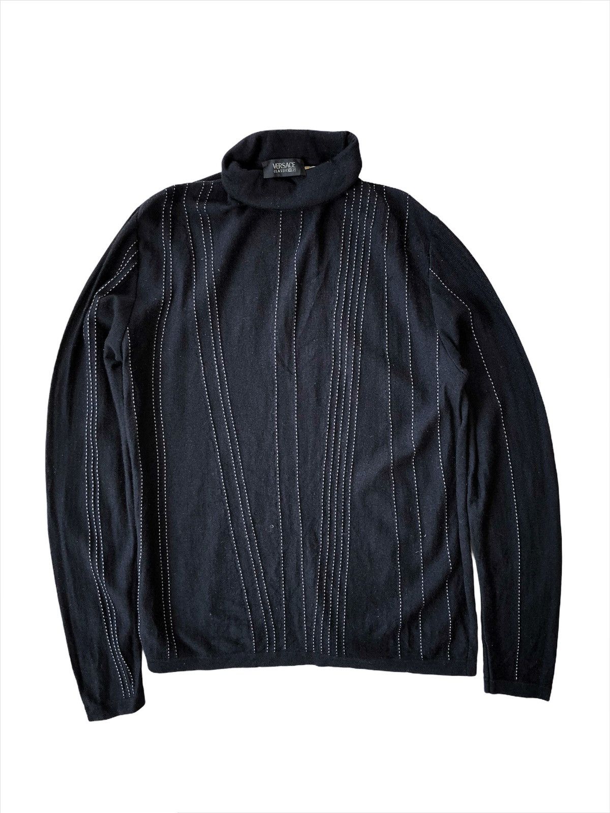Versace GRAIL🔥🇮🇹 White Stitching Minimal Mock Neck Sweater Size US S / EU 44-46 / 1 - 3 Thumbnail