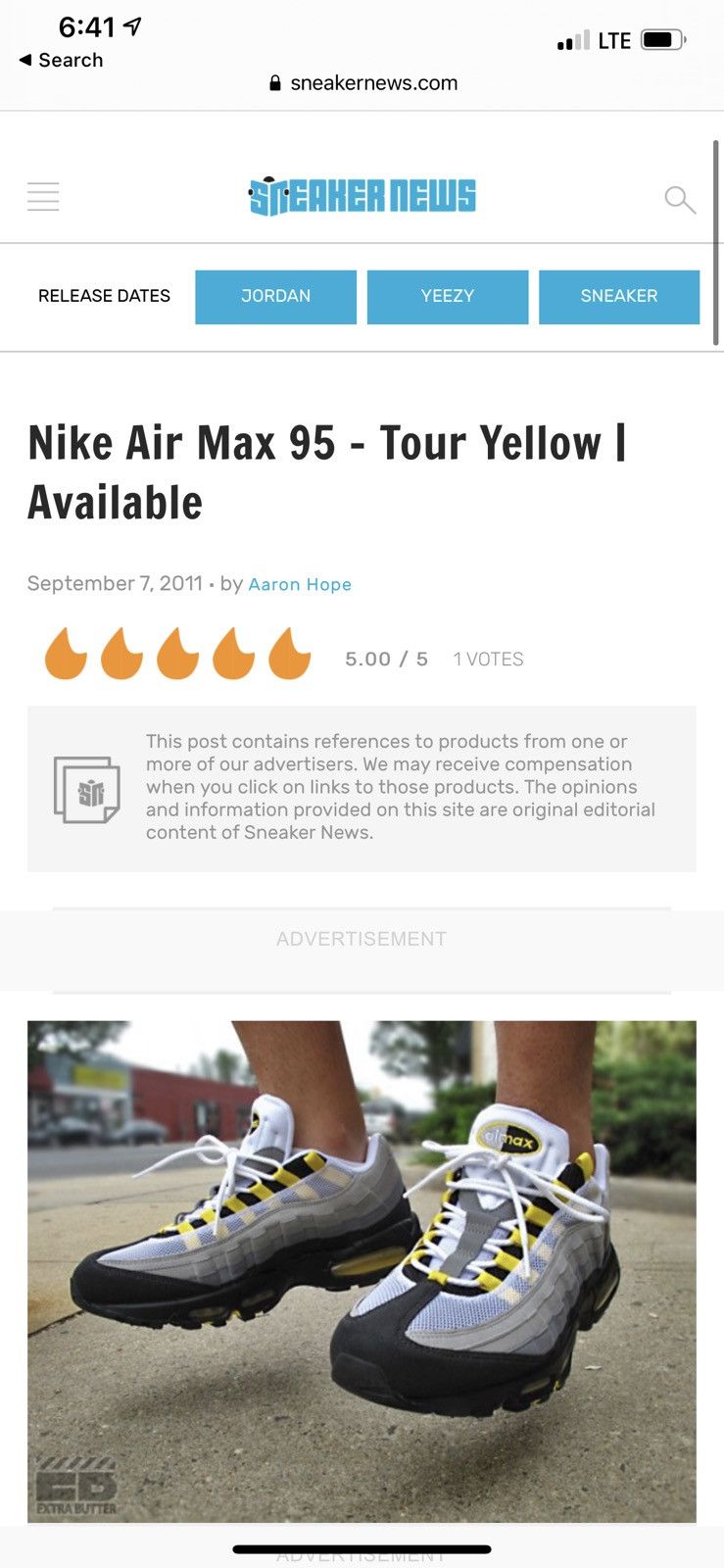 A/W 2011 Nike Air Max 95 Tour Yellow Size