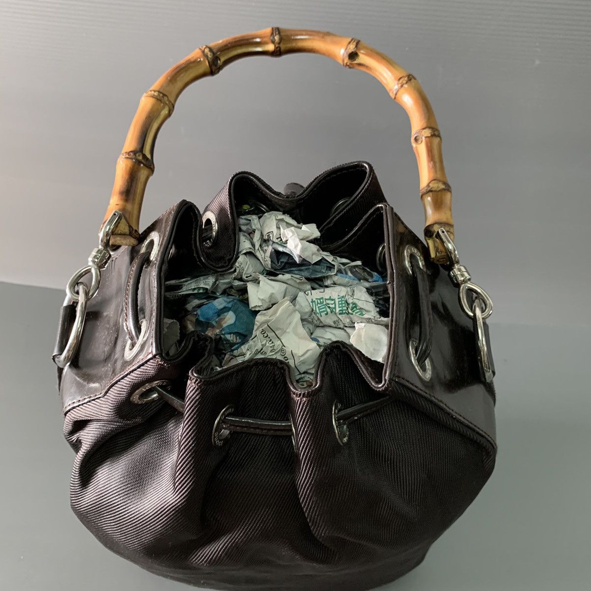 Gucci Gucci Bamboo Canvas Shoulder Bag Size ONE SIZE - 6 Thumbnail