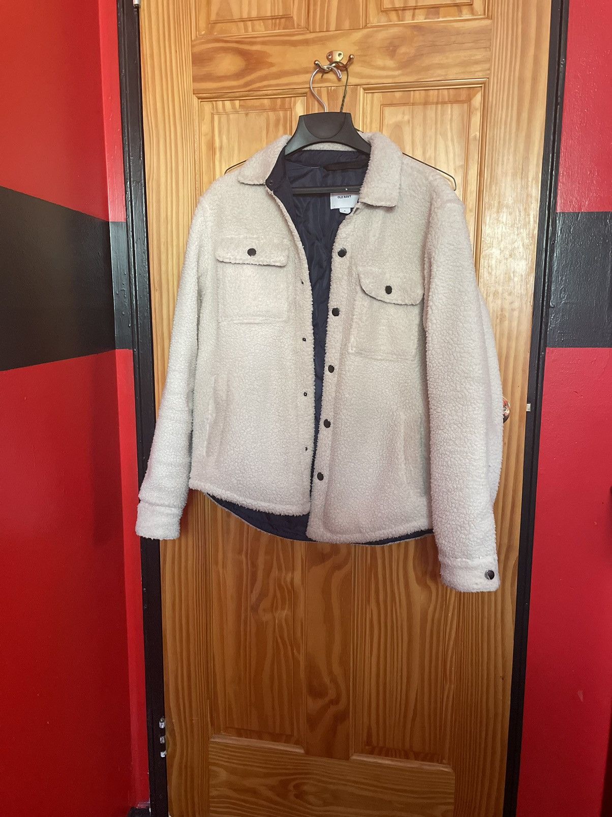 Old Navy White Sherpa Trucker jacket Size US M / EU 48-50 / 2 - 1 Thumbnail