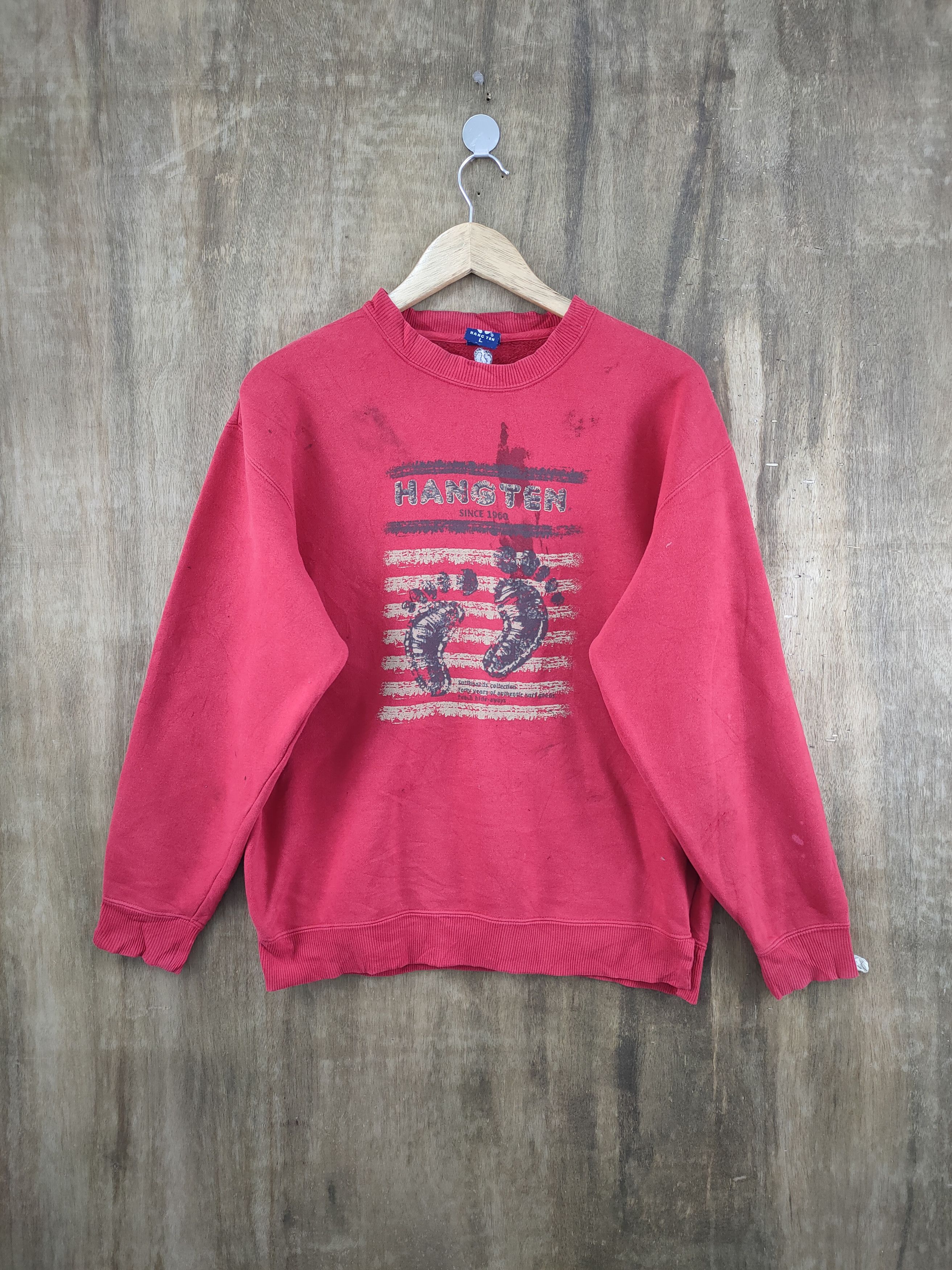 Hang Ten VINTAGE HANG TEN FADED RED SWEATSHIRT Size US L / EU 52-54 / 3 - 2 Thumbnail