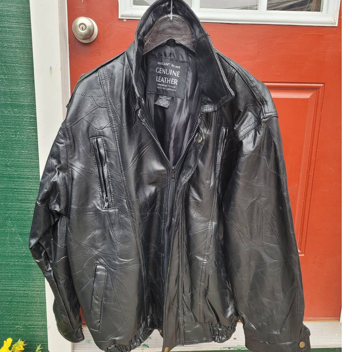 Other Vintage Maxam Brand Black Mosaic Patchwork Leather Bomber | Grailed