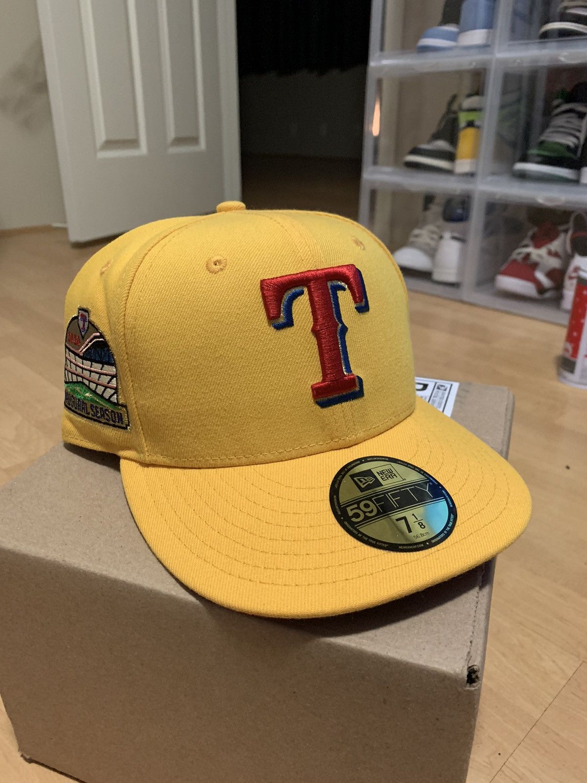 Myfitteds Toblerone Salted Almond Texas Rangers 2020 Patch Teal Fitted Hat  7 3/8