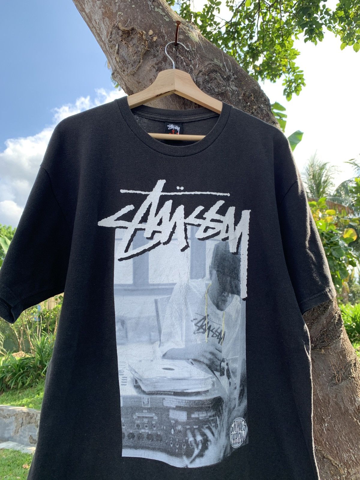 Vintage Stussy J Dilla Stones Throw Black Tee Rap Records Used