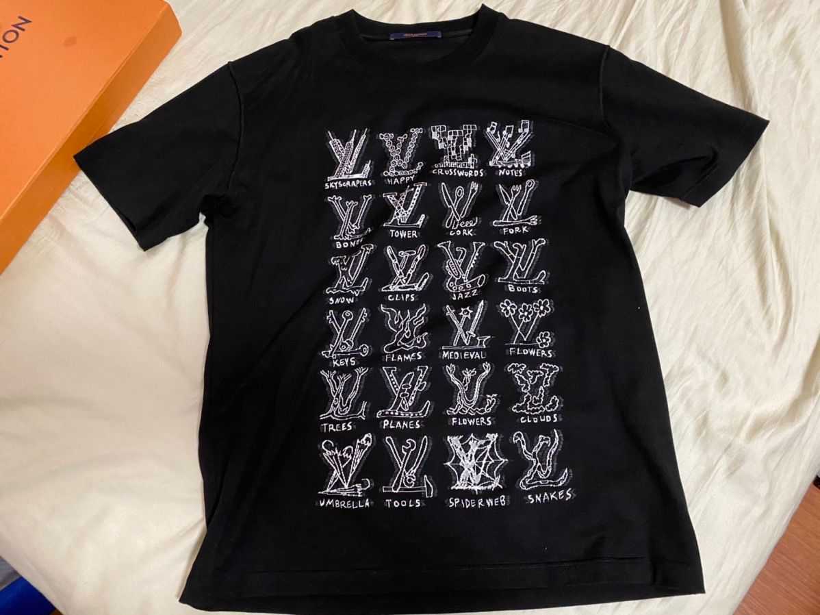 Louis Vuitton 1A84CK Louis Vuitton Print T-Shirt , Black, 3S