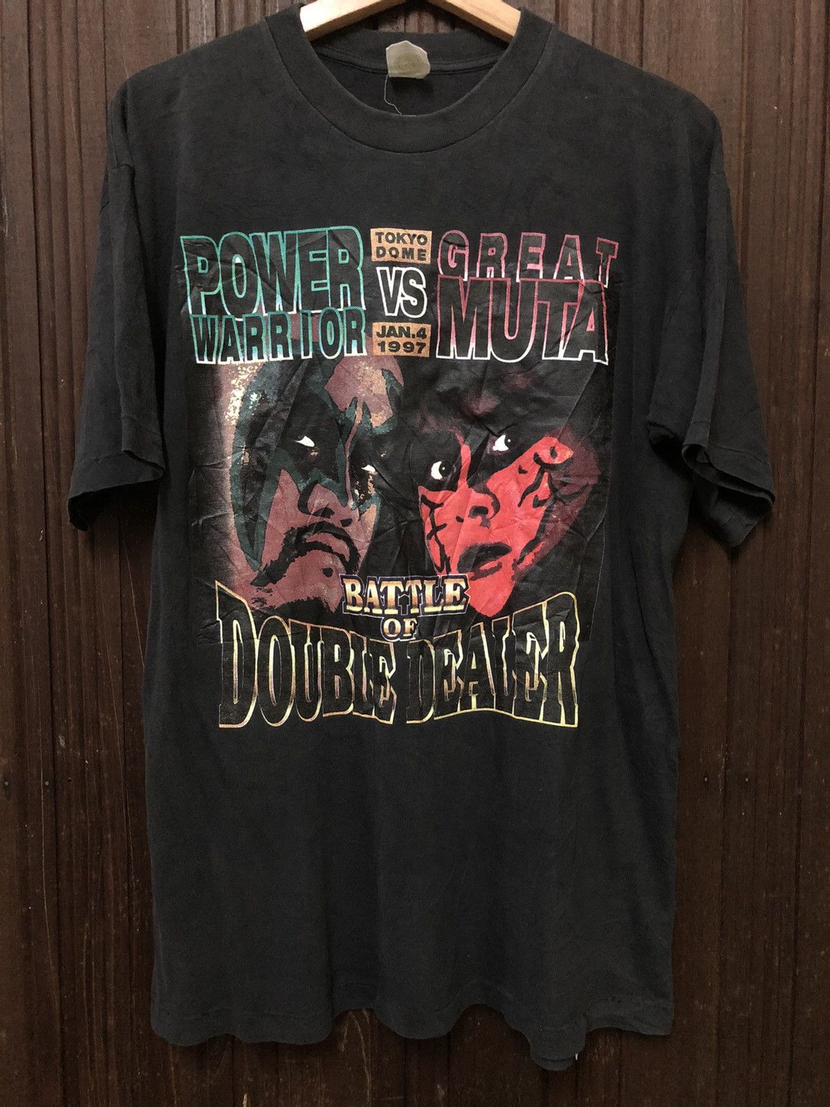 image of Vintage 90's Battle Of Double Dealer Great Muta 1997 Tee in Black, Men's (Size Large)