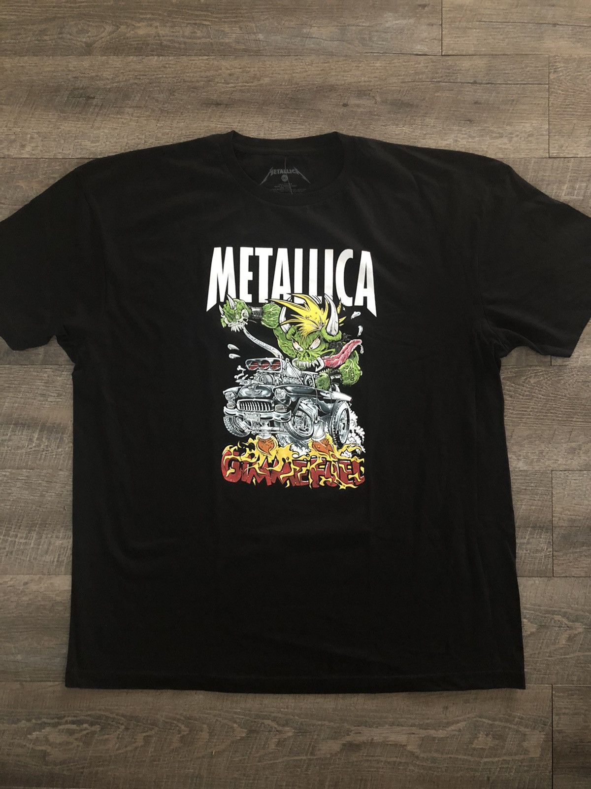 Band Tees × Metallica Metallica Pushead Rat Fink Hot Rod Black Tee 
