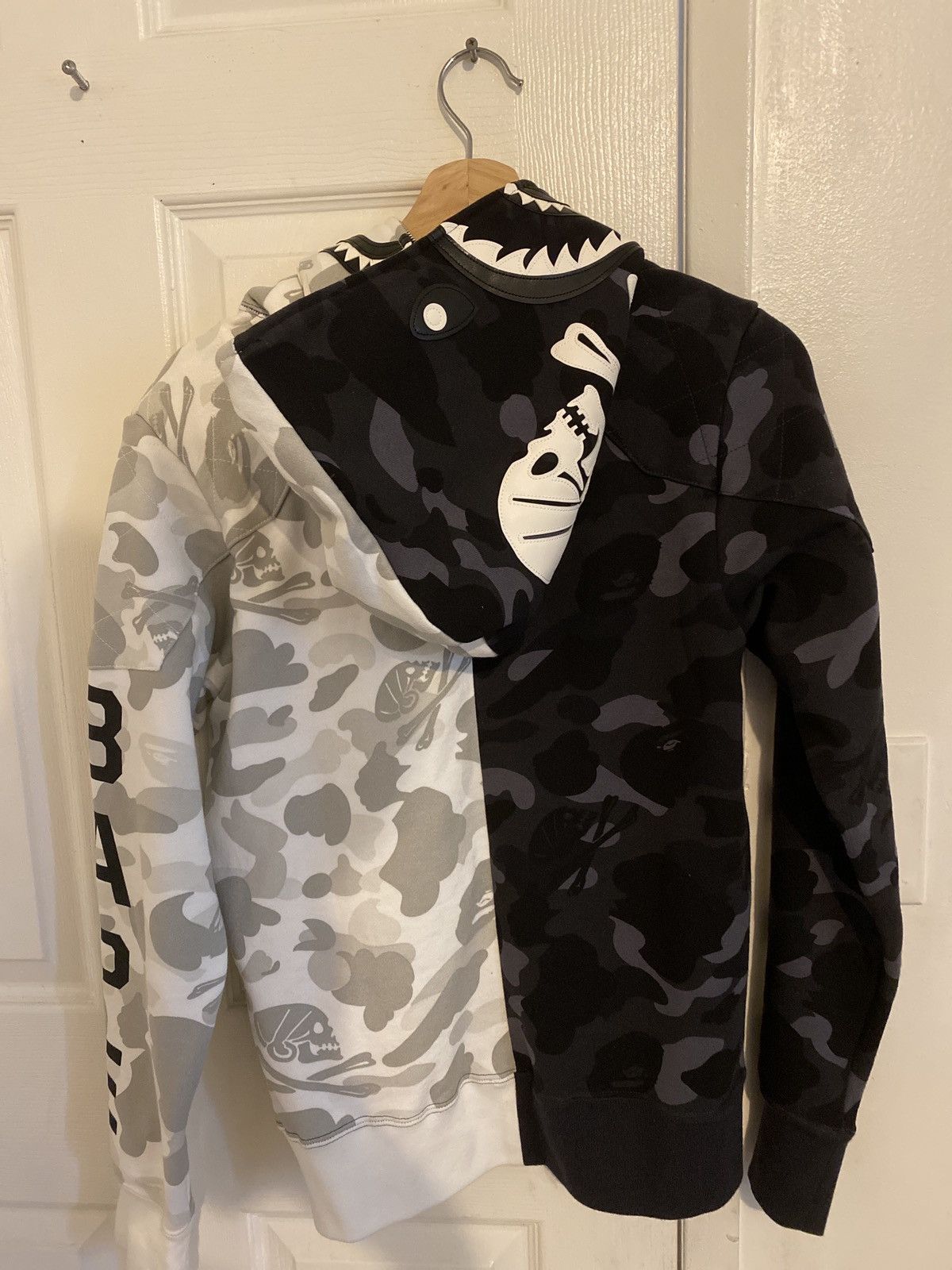 Bape Bape x neighborhood split Camo shark full zip hoodie | Grailed