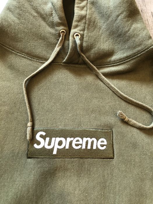 Supreme Small Box Hooded Sweatshirt 'Olive Brown' | Men's Size M