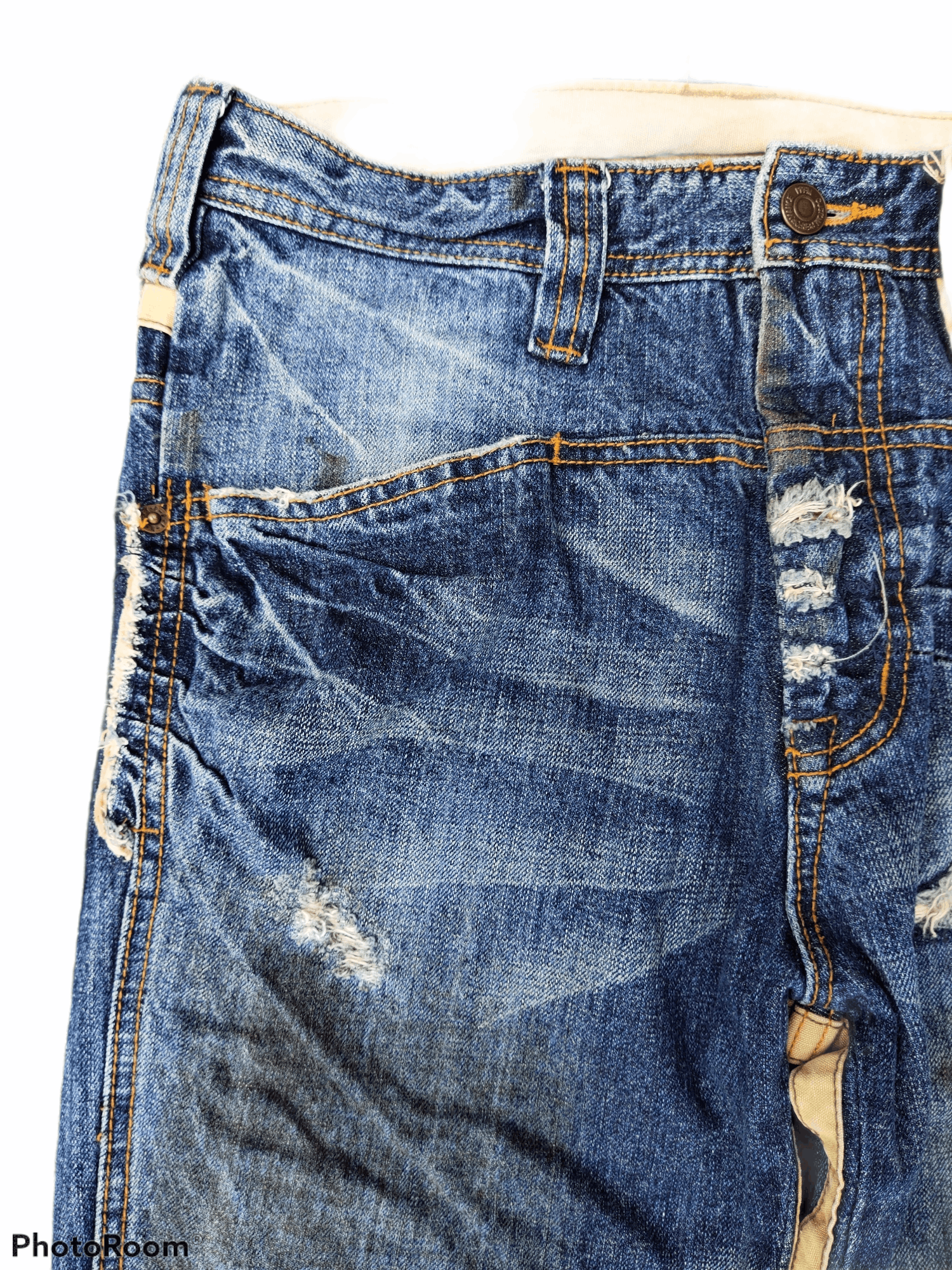 Vintage PPFM Japanese brand distressed denim trousers jeans