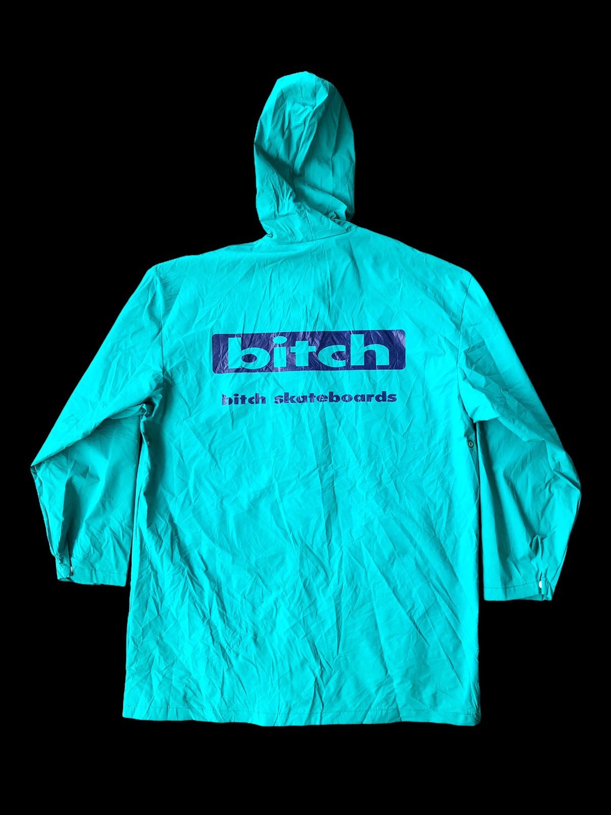 Hook-Ups Vintage 90s Bitch Skateboard ™️ Spellout O/S Hood Raincoat Size US L / EU 52-54 / 3 - 3 Thumbnail