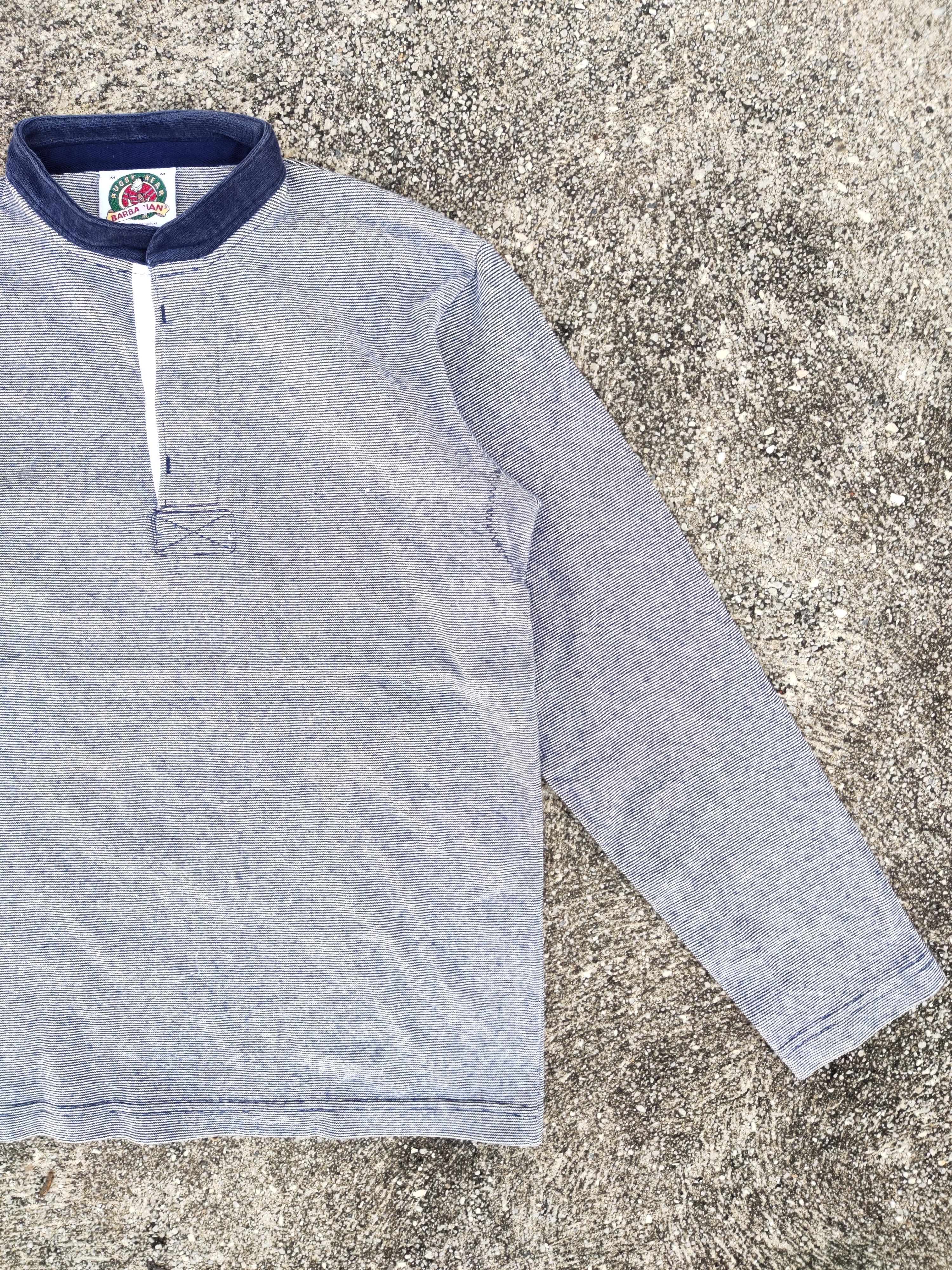 ウェア USED BARBARIAN RAGUBY WEAR Vintage Barbarian Rugby Polo Shirt Horizontal Striped Large
