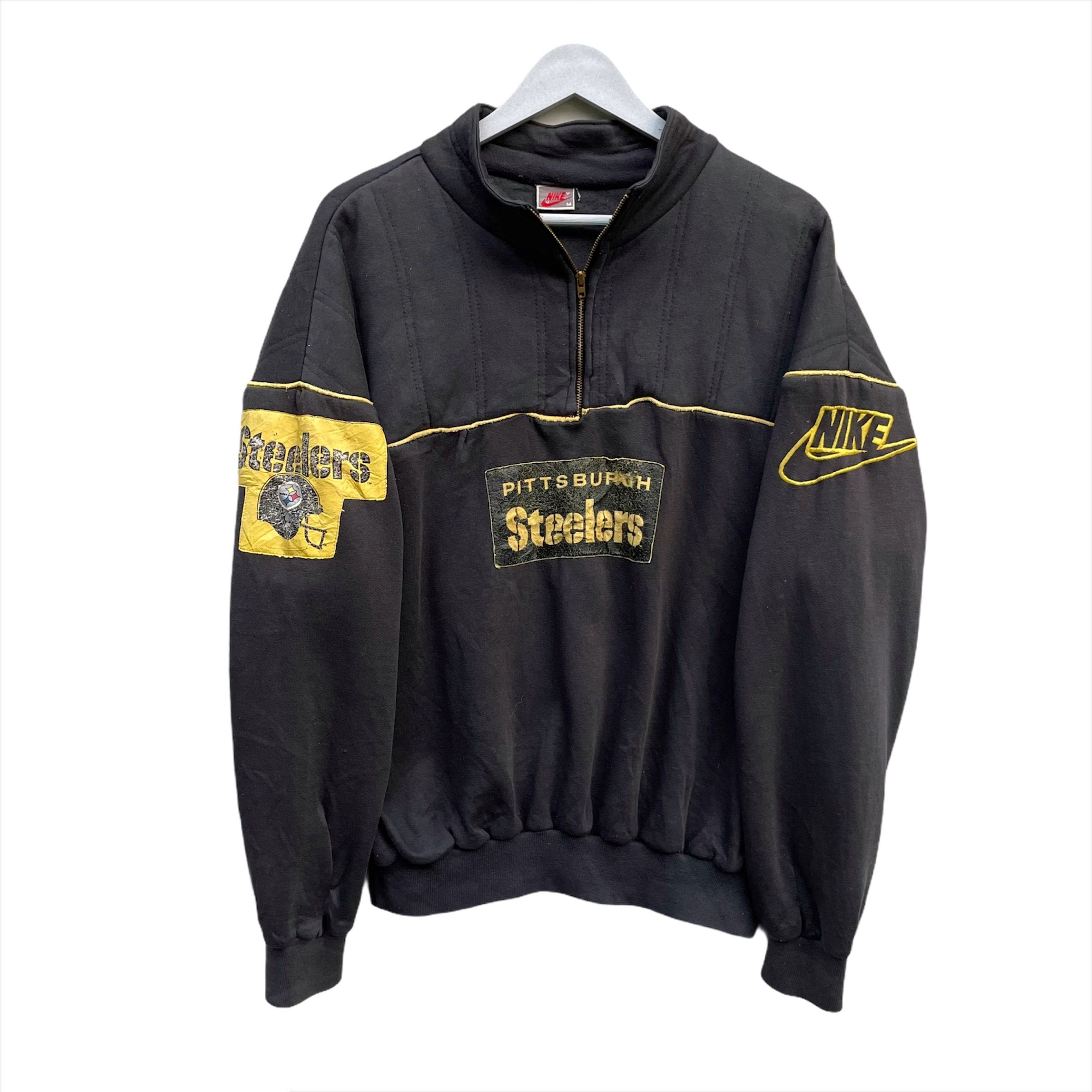 Nike × Vintage Rare💥 80s Nike Pittsburgh Steeler Big Logo Hafzip Size US M / EU 48-50 / 2 - 2 Thumbnail