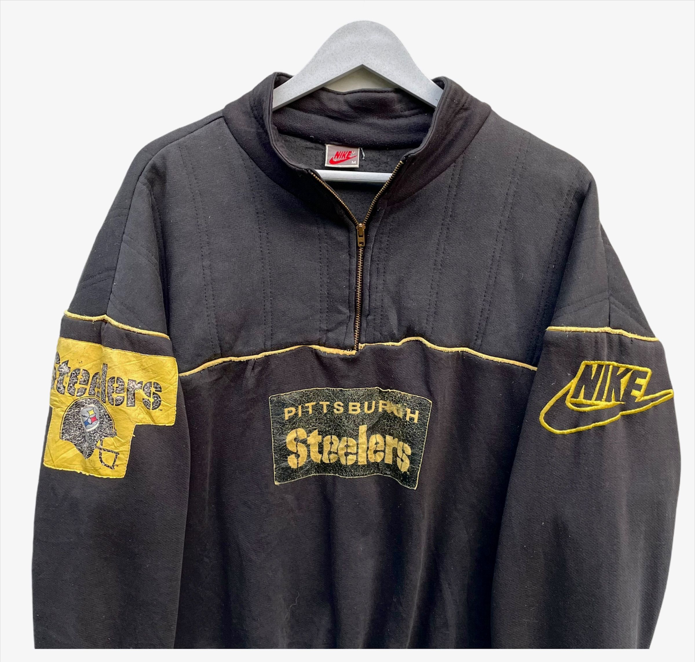 Nike × Vintage Rare💥 80s Nike Pittsburgh Steeler Big Logo Hafzip Size US M / EU 48-50 / 2 - 5 Thumbnail