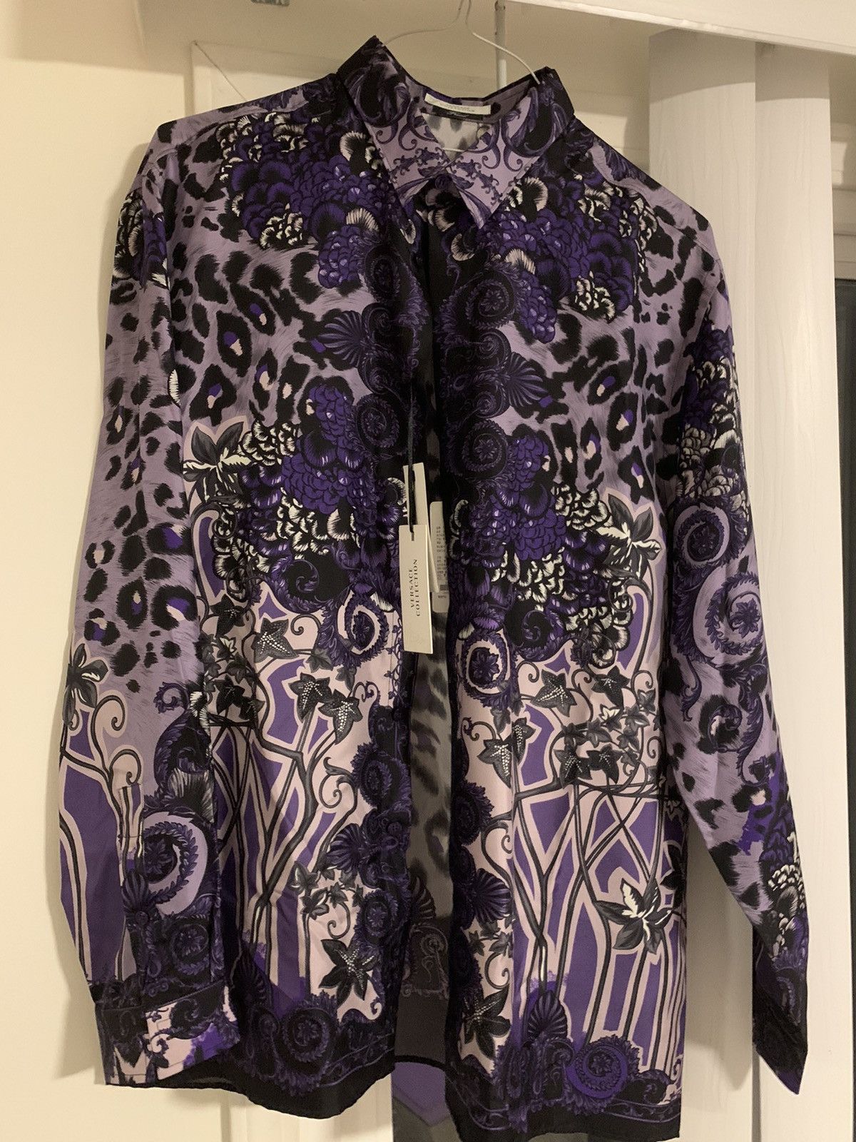 Versace collections purple silk button up
