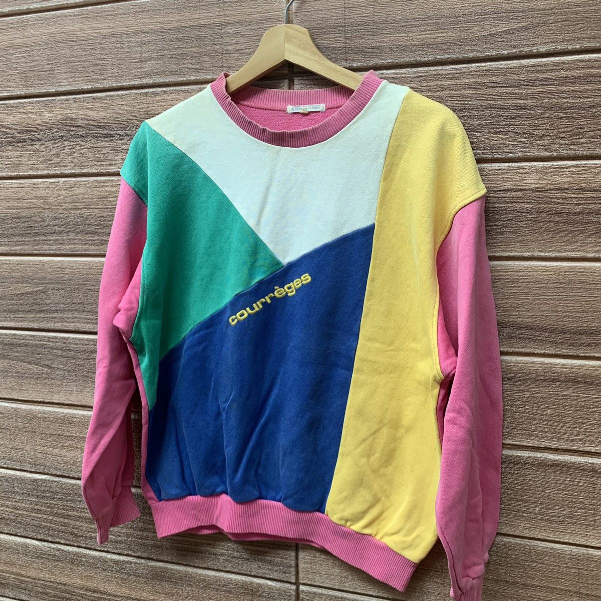 Vintage (A9) Sweatshirt Courreges Pink Colourful Stripe Size US M / EU 48-50 / 2 - 3 Thumbnail