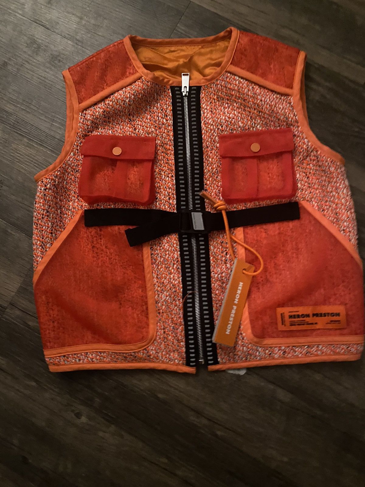 Heron Preston Heron Preston orange tweed utility vest Size L / US 10 / IT 46 - 9 Thumbnail
