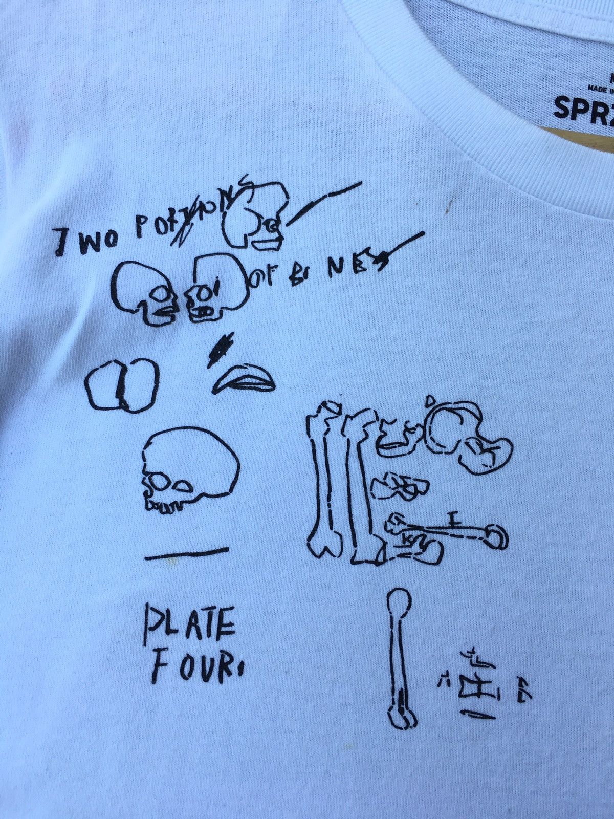 Japanese Brand Rare SPRZNY x Jean Michel Basquait Skeletons Ilustration Tee Size US M / EU 48-50 / 2 - 7 Thumbnail