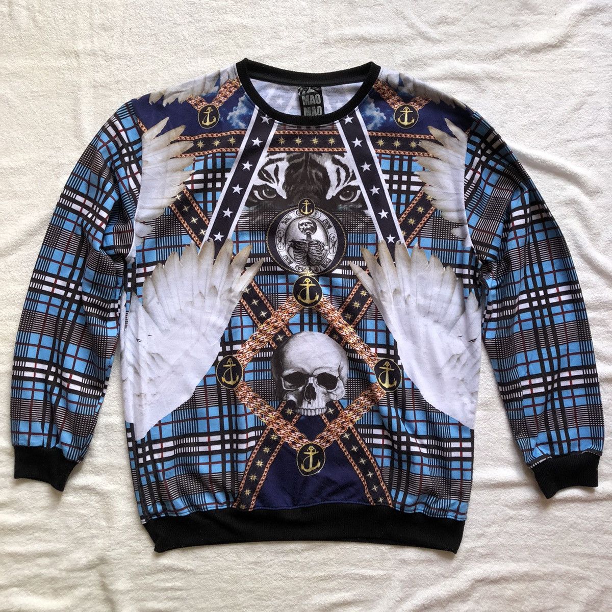 Native indian skull over print