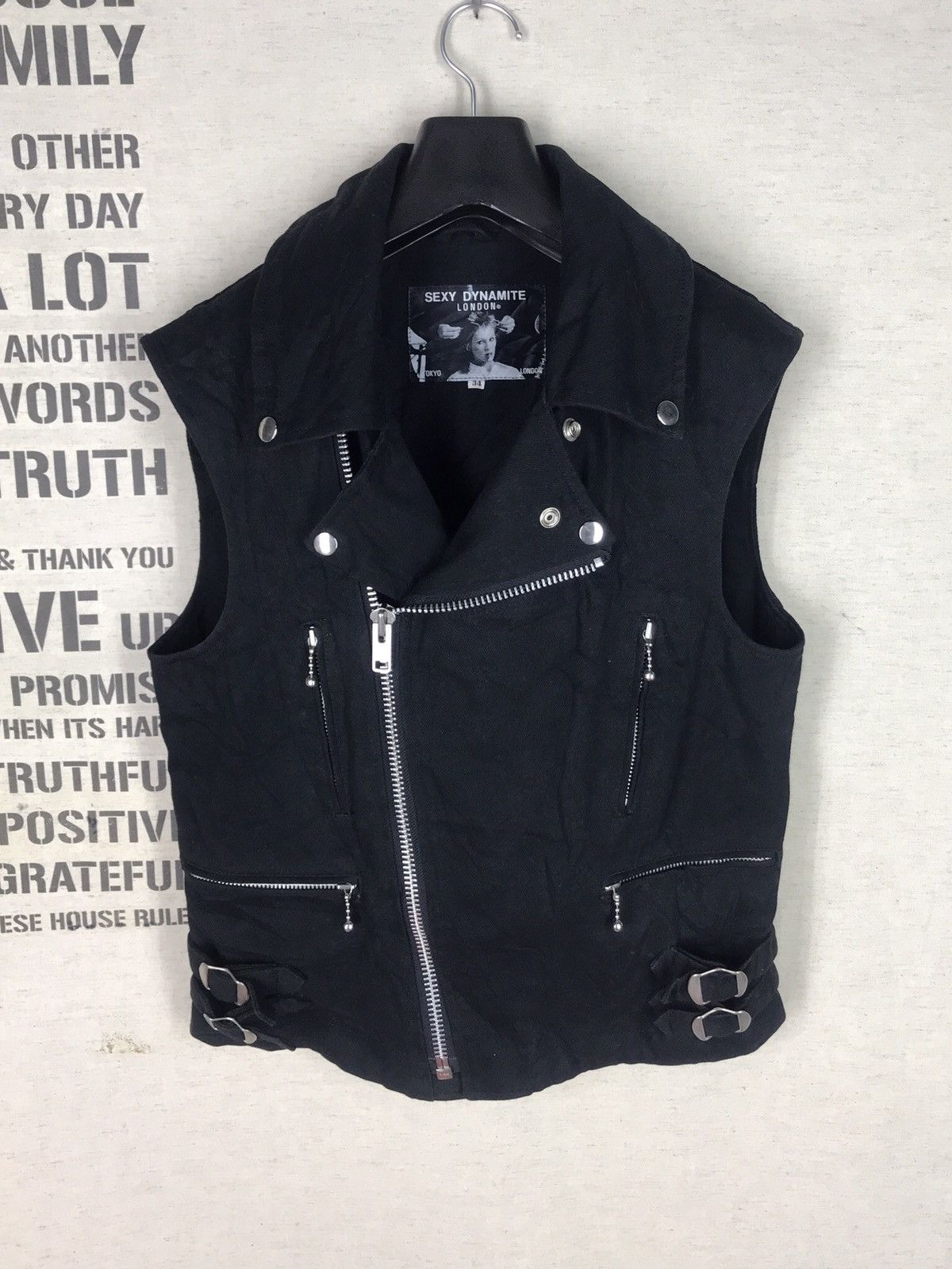 Japanese Brand Final Drop💥SEXY DYNAMITE ASYMETRIC ZIP DENIM VEST PUNK Size US XS / EU 42 / 0 - 2 Thumbnail