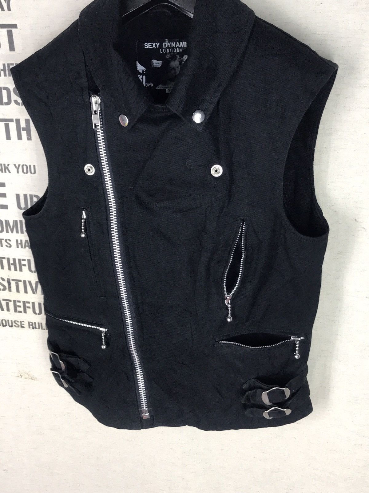 Japanese Brand Final Drop💥SEXY DYNAMITE ASYMETRIC ZIP DENIM VEST PUNK Size US XS / EU 42 / 0 - 4 Thumbnail