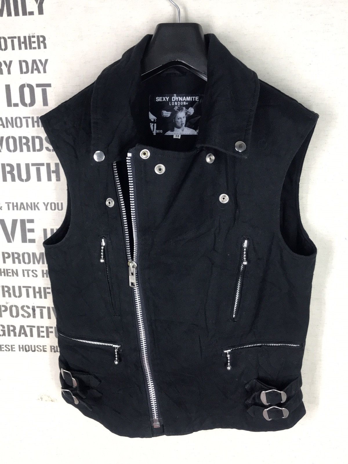 Japanese Brand Final Drop💥SEXY DYNAMITE ASYMETRIC ZIP DENIM VEST PUNK Size US XS / EU 42 / 0 - 1 Thumbnail