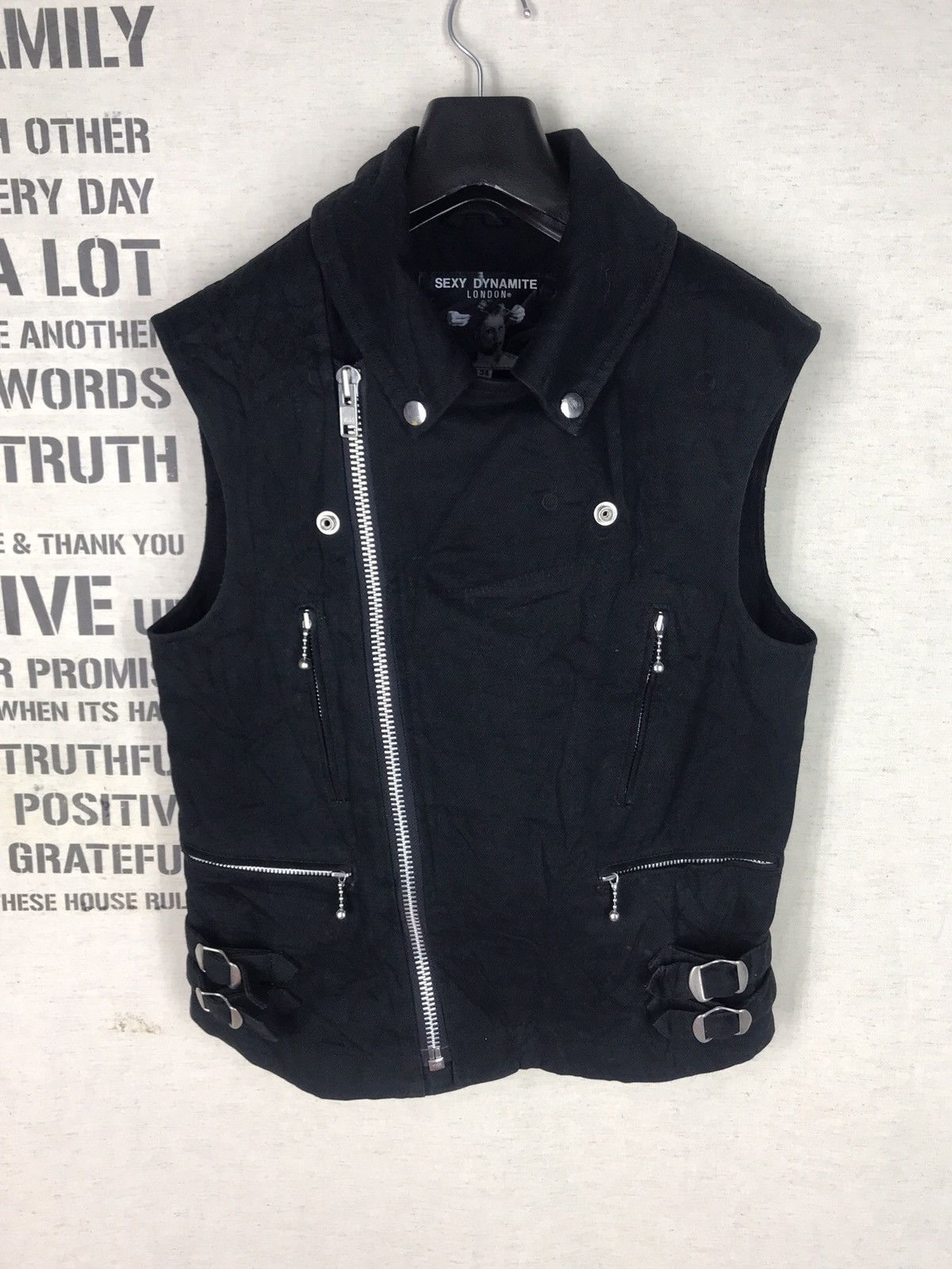 Japanese Brand Final Drop💥SEXY DYNAMITE ASYMETRIC ZIP DENIM VEST PUNK Size US XS / EU 42 / 0 - 3 Thumbnail
