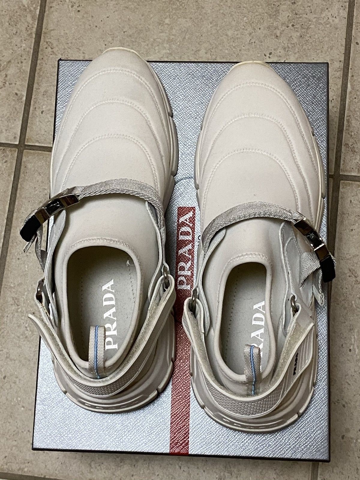 Prada PRADA Neoprene Buckle Sneakers White Bianche Size US 8.5 / EU 41-42 - 15 Thumbnail