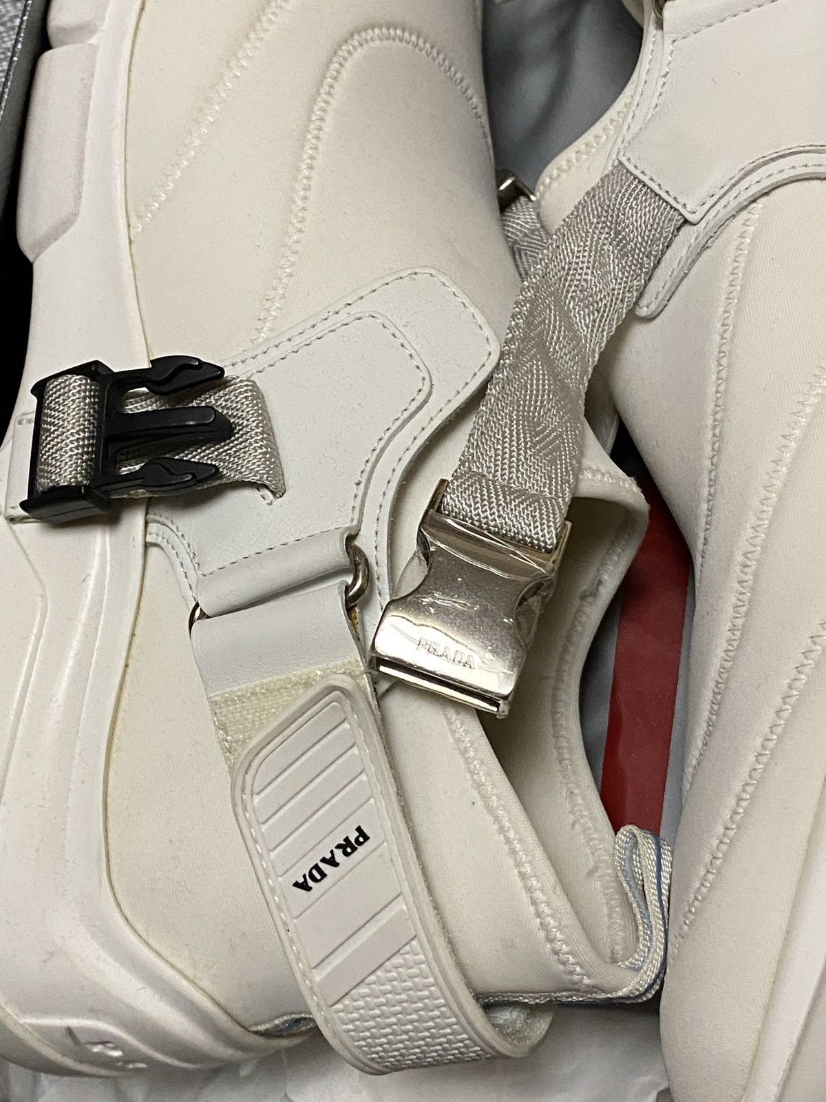 Prada PRADA Neoprene Buckle Sneakers White Bianche Size US 8.5 / EU 41-42 - 5 Thumbnail