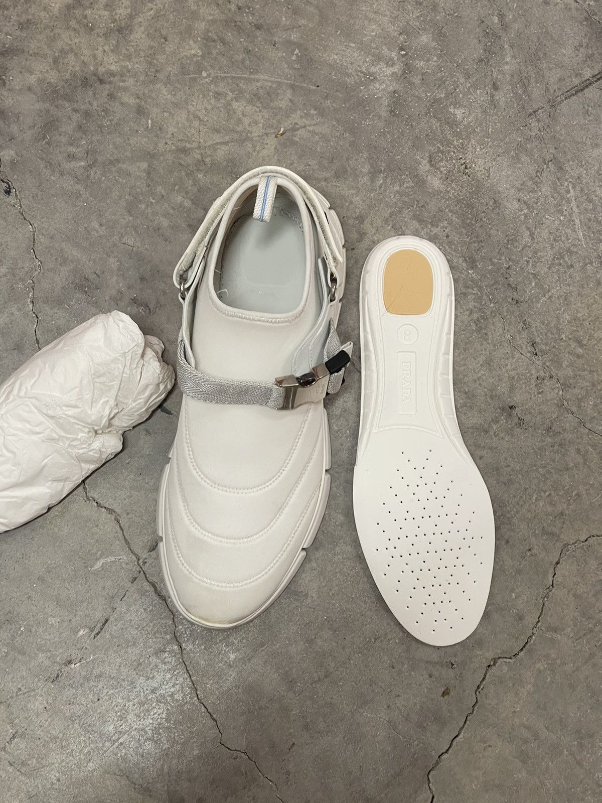 Prada PRADA Neoprene Buckle Sneakers White Bianche Size US 8.5 / EU 41-42 - 19 Thumbnail