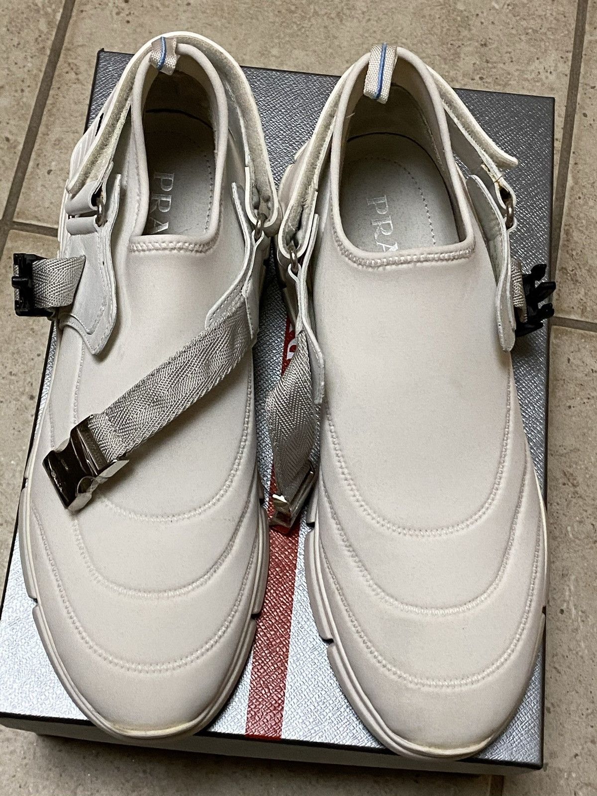 Prada PRADA Neoprene Buckle Sneakers White Bianche Size US 8.5 / EU 41-42 - 7 Thumbnail