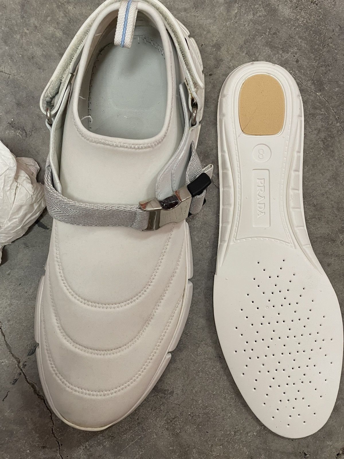 Prada PRADA Neoprene Buckle Sneakers White Bianche Size US 8.5 / EU 41-42 - 22 Thumbnail