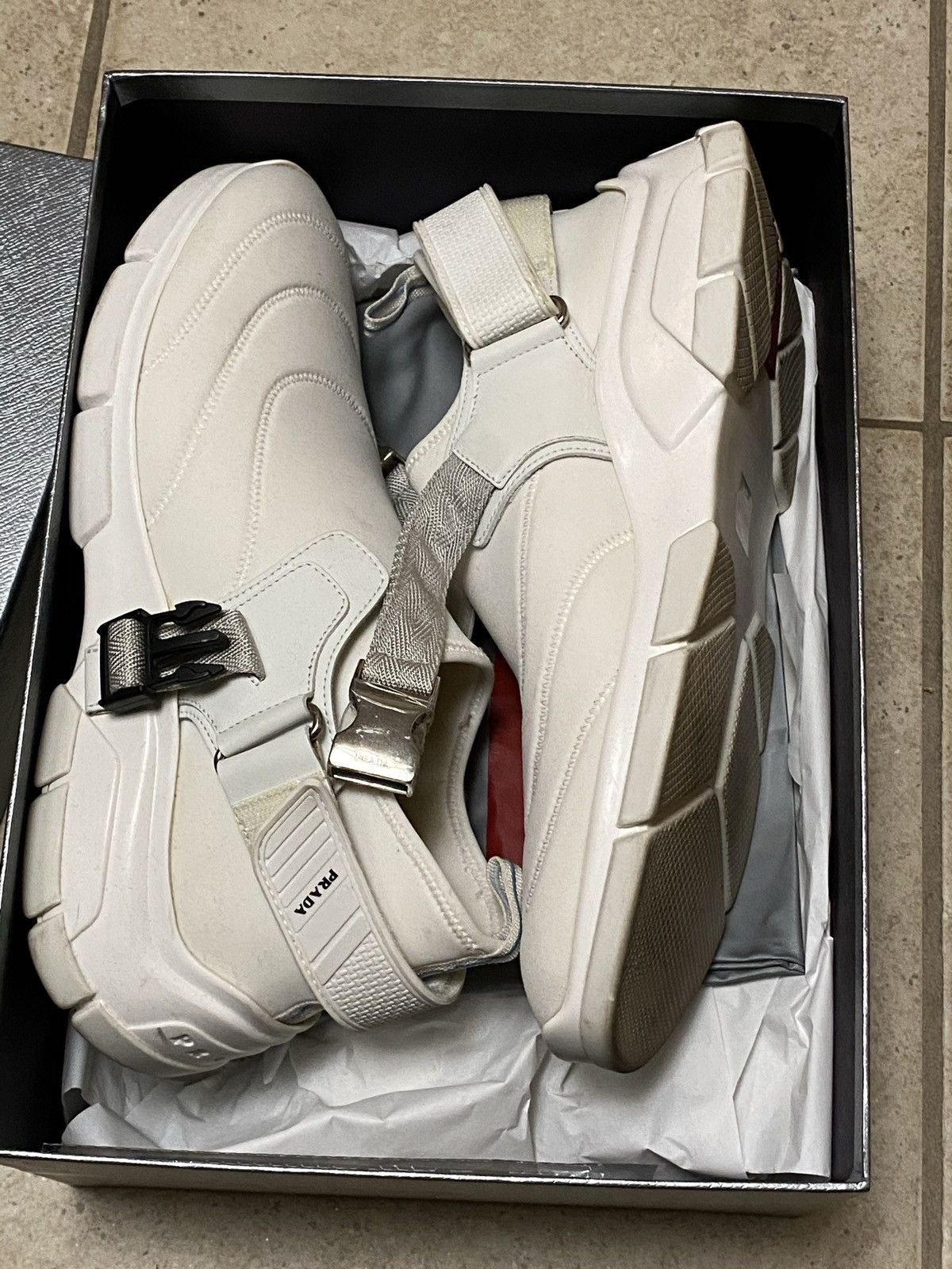 Prada PRADA Neoprene Buckle Sneakers White Bianche Size US 8.5 / EU 41-42 - 2 Thumbnail