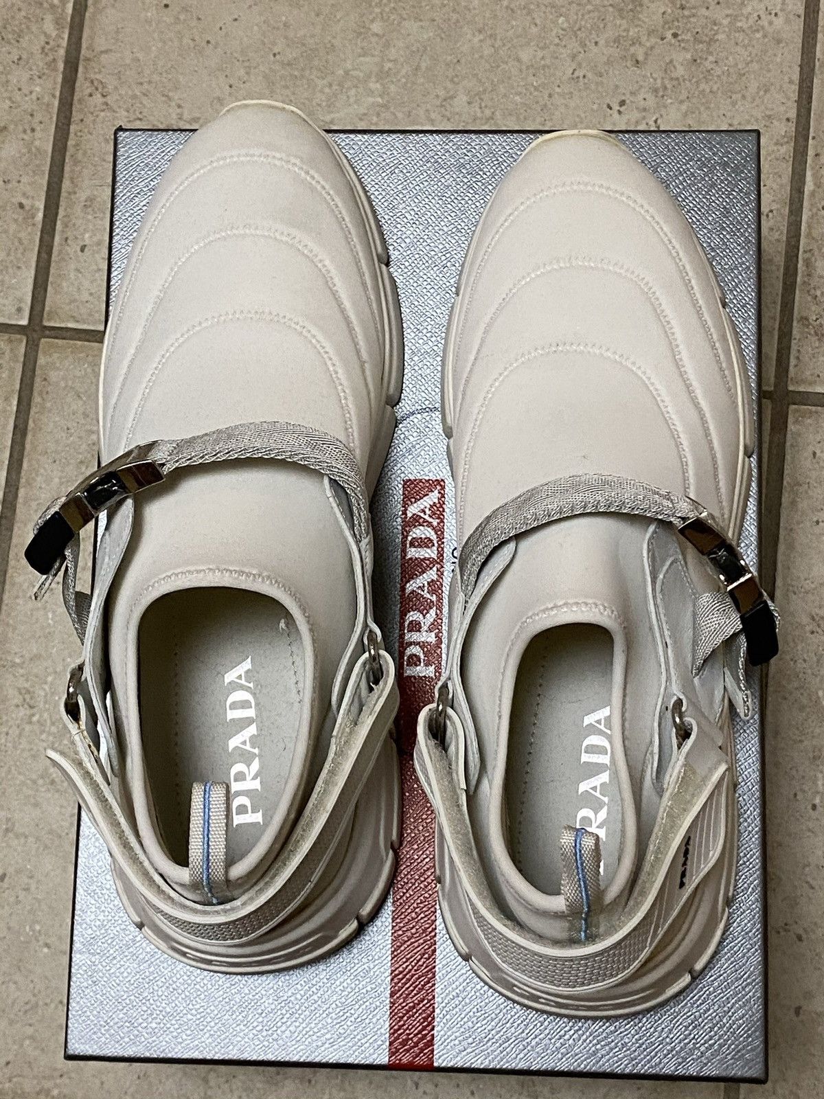 Prada PRADA Neoprene Buckle Sneakers White Bianche Size US 8.5 / EU 41-42 - 16 Thumbnail
