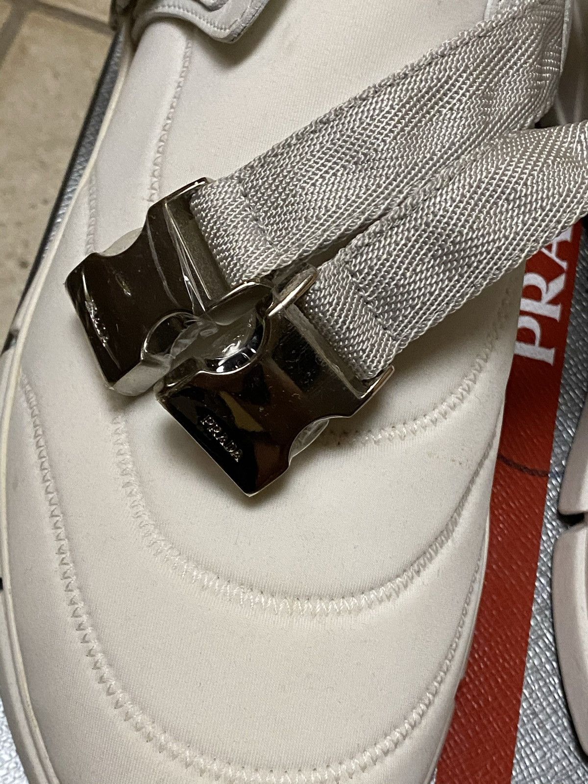 Prada PRADA Neoprene Buckle Sneakers White Bianche Size US 8.5 / EU 41-42 - 8 Thumbnail
