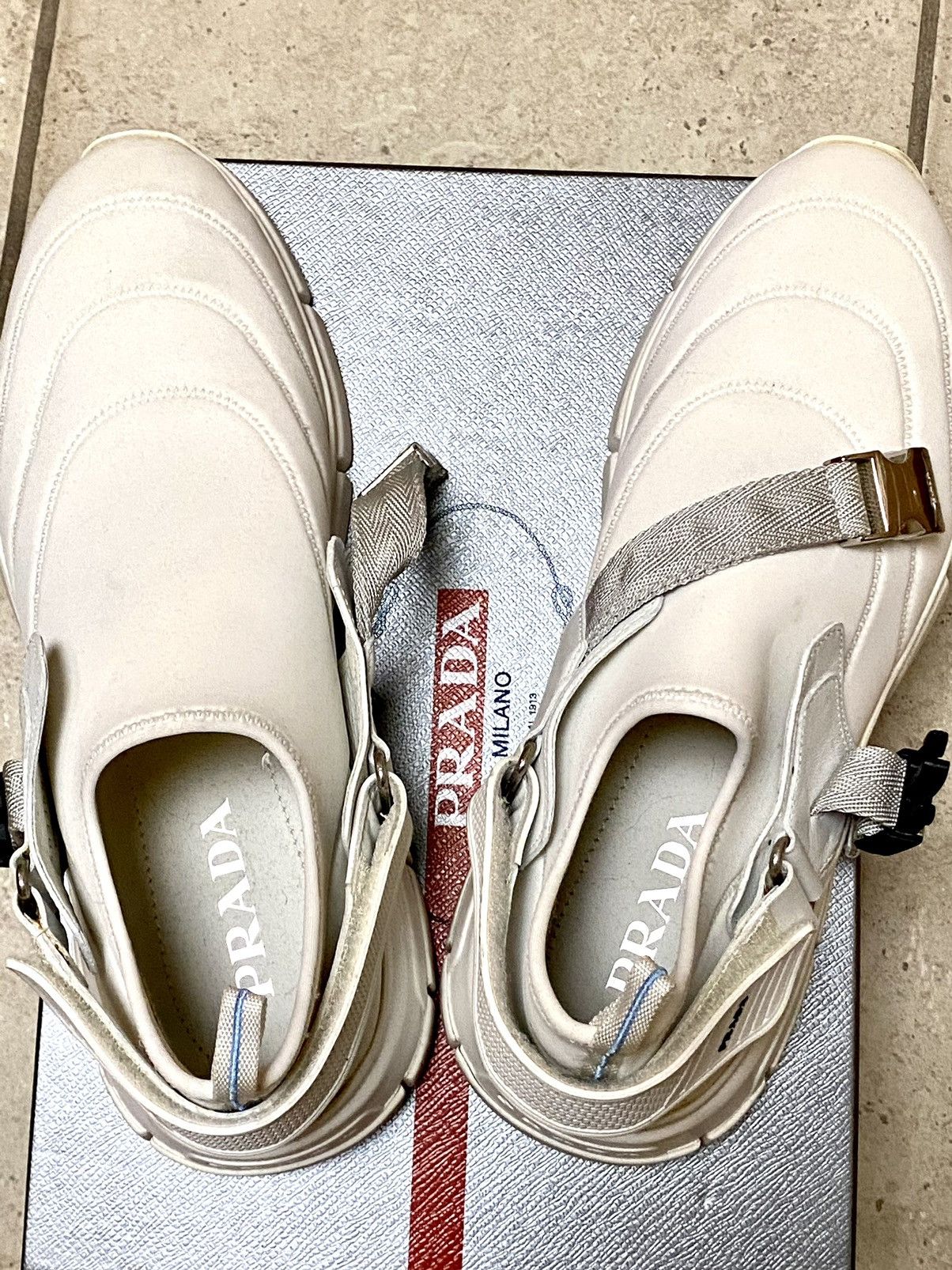 Prada PRADA Neoprene Buckle Sneakers White Bianche Size US 8.5 / EU 41-42 - 13 Thumbnail