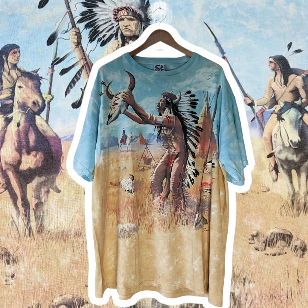 Liquid Blue × Vintage 1998 Native Americans Liquid blue All Over Print ...
